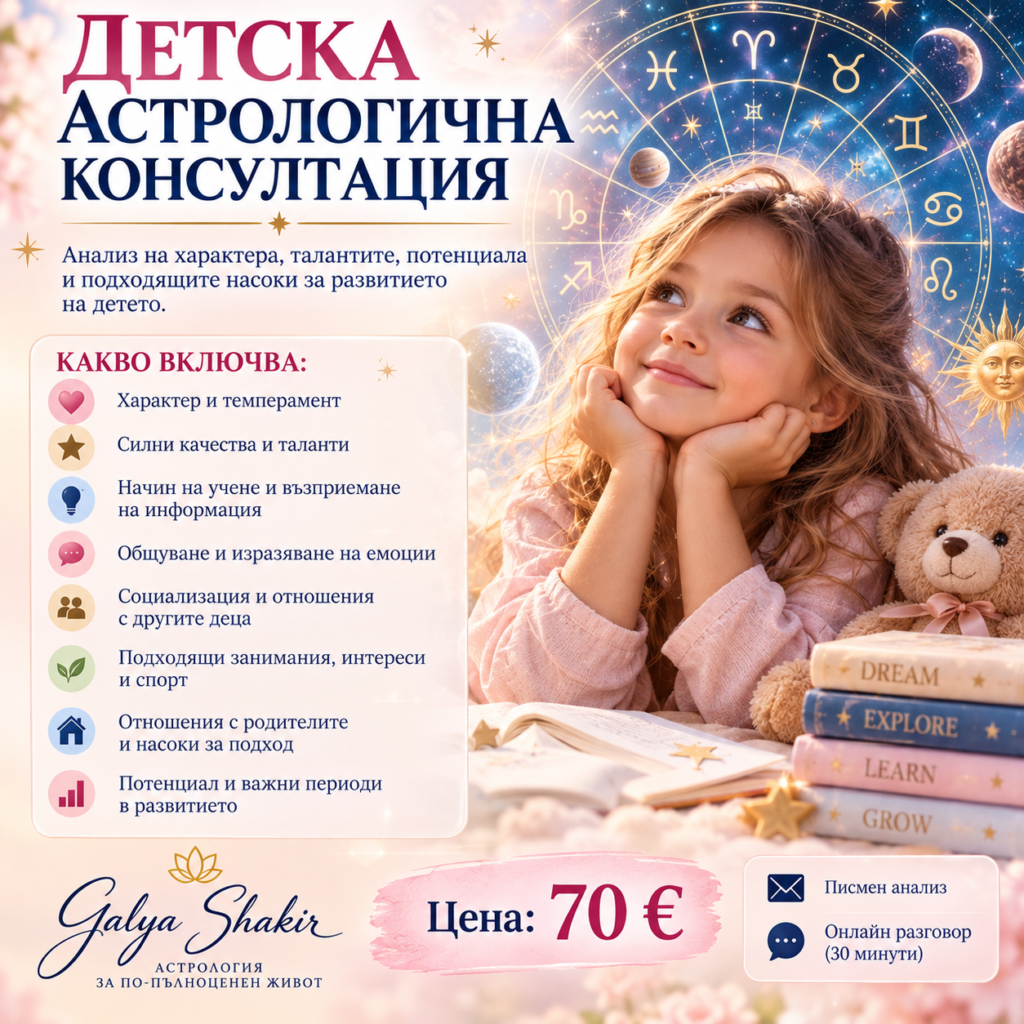 ДЕТСКА АСТРОЛОГИЧНА КОНСУЛТАЦИЯ -писмен анализ!